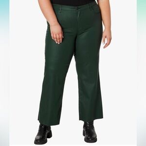 NWOT Kut From The Kloth Green High Rise Meg Fab Ab Coated Wide Legs Capris 14W